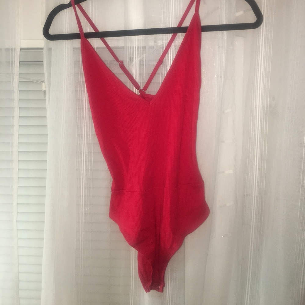 Ribbed Red Bodysuit